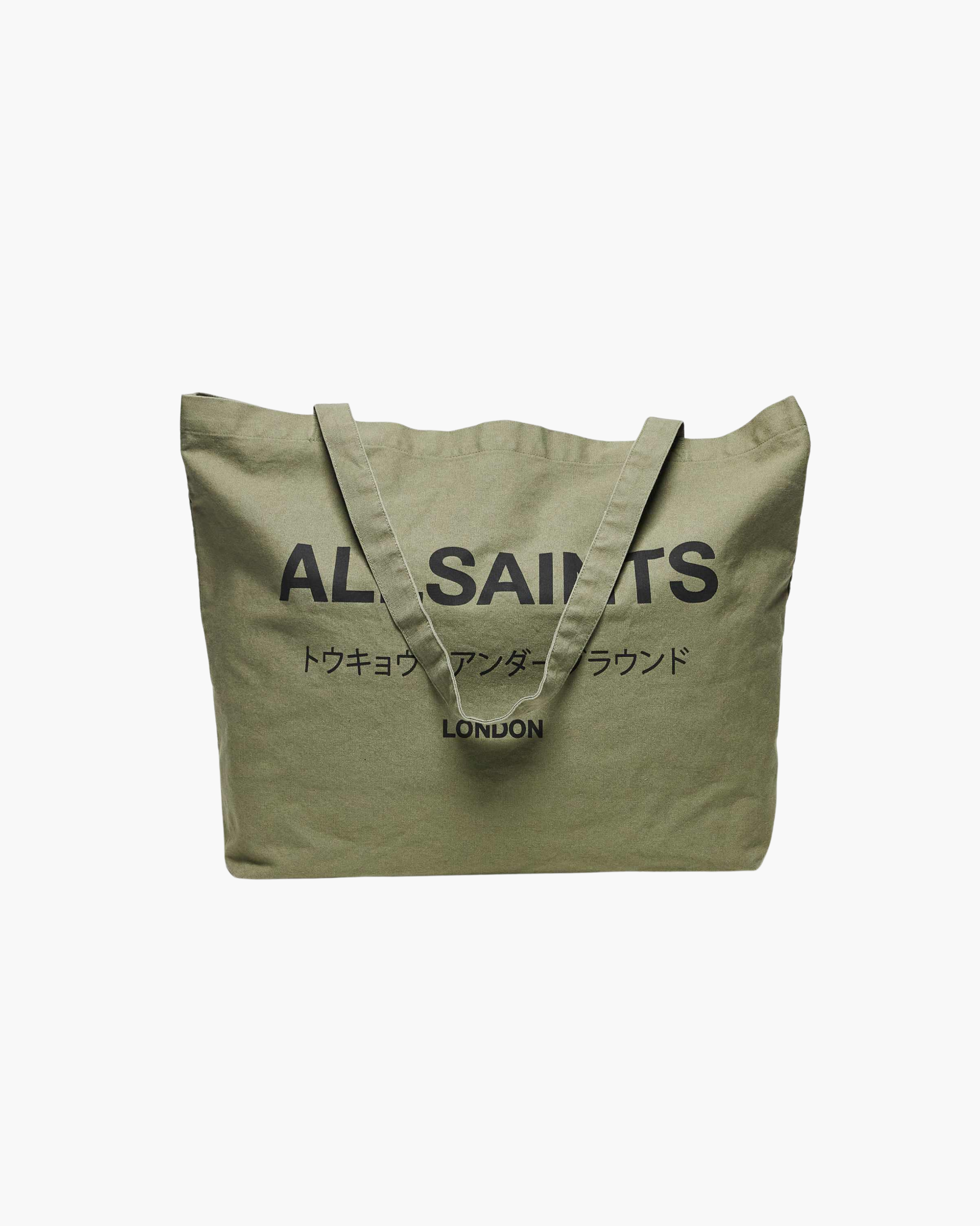 AllSaints Underground unisex shopper tote bag in nori green