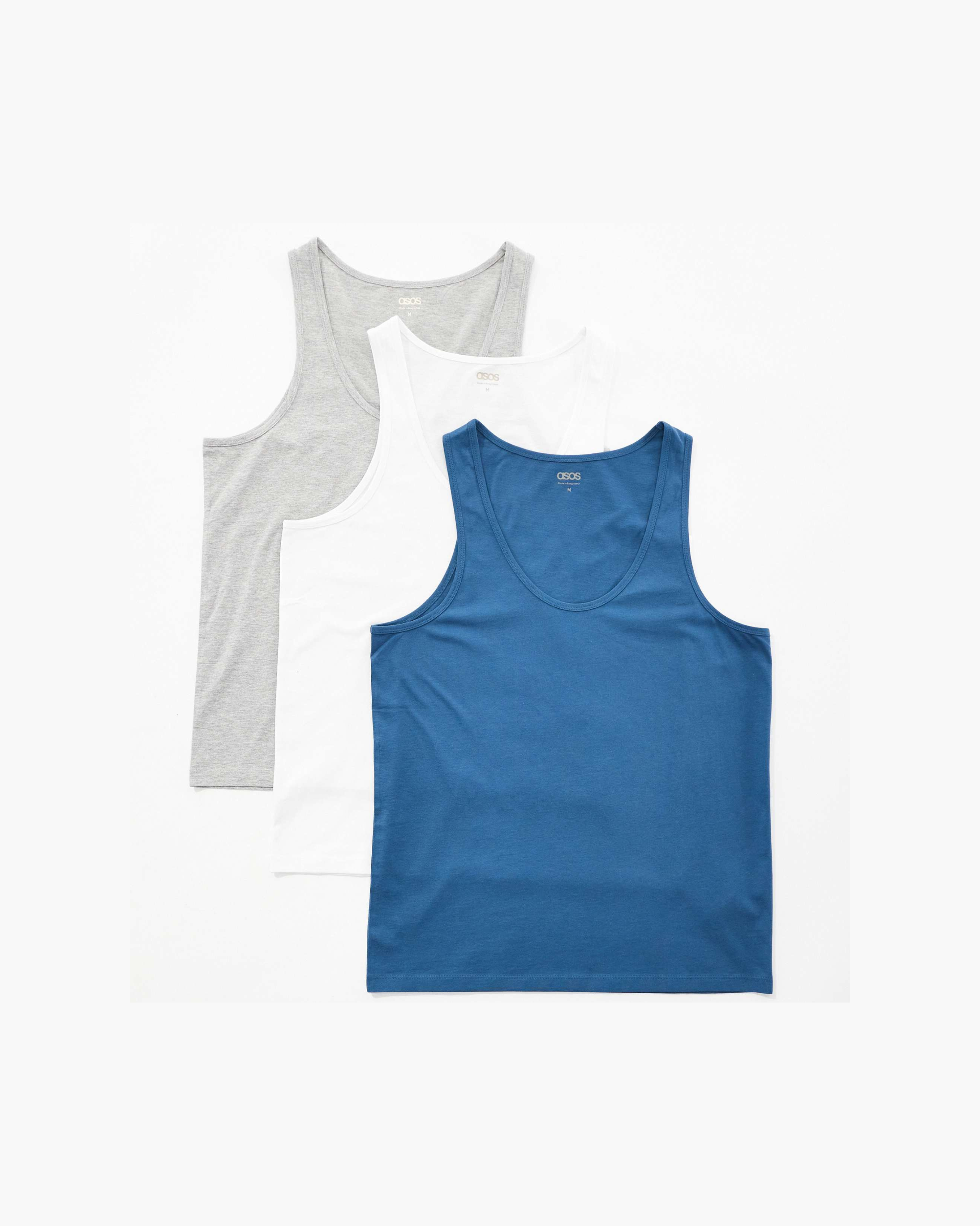 ASOS DESIGN 3 pack vests in multi