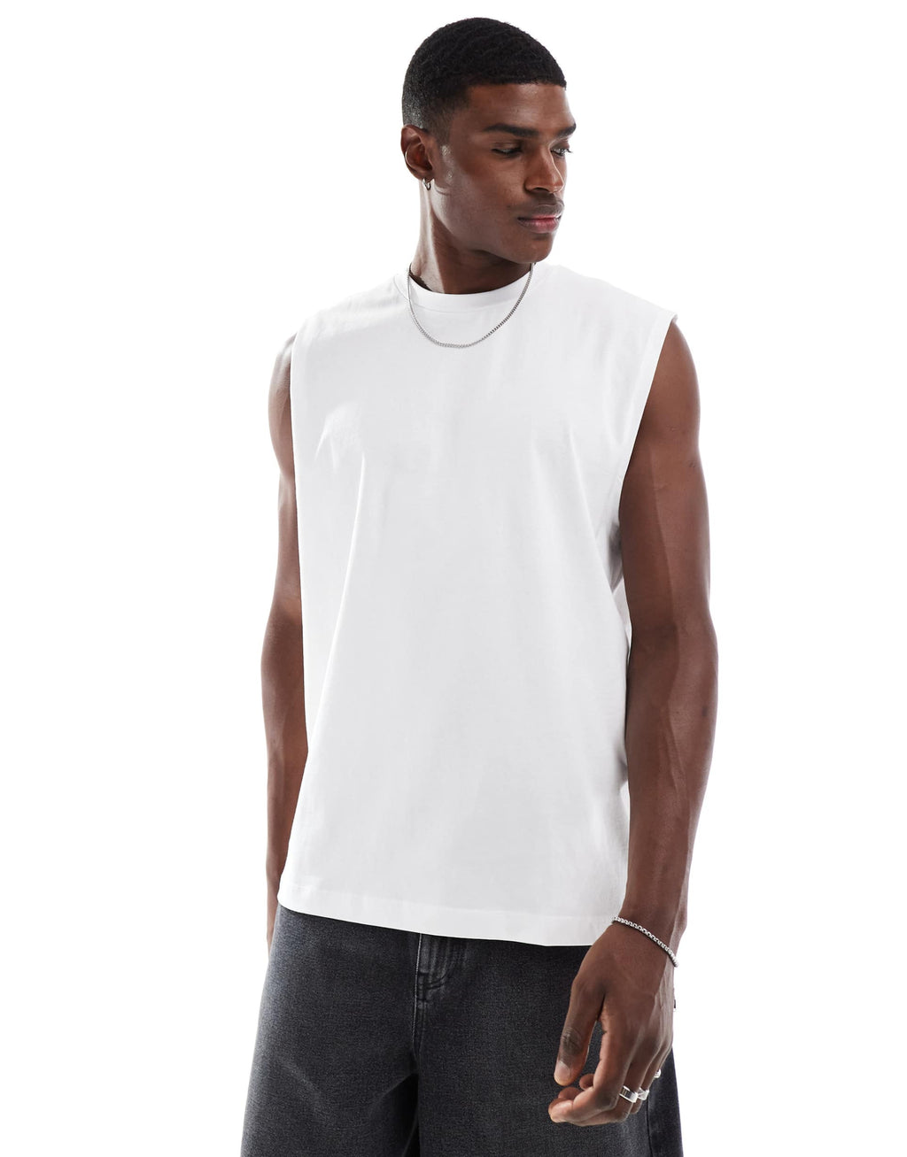 ASOS DESIGN essentials oversized vest with dropped armholes in white
