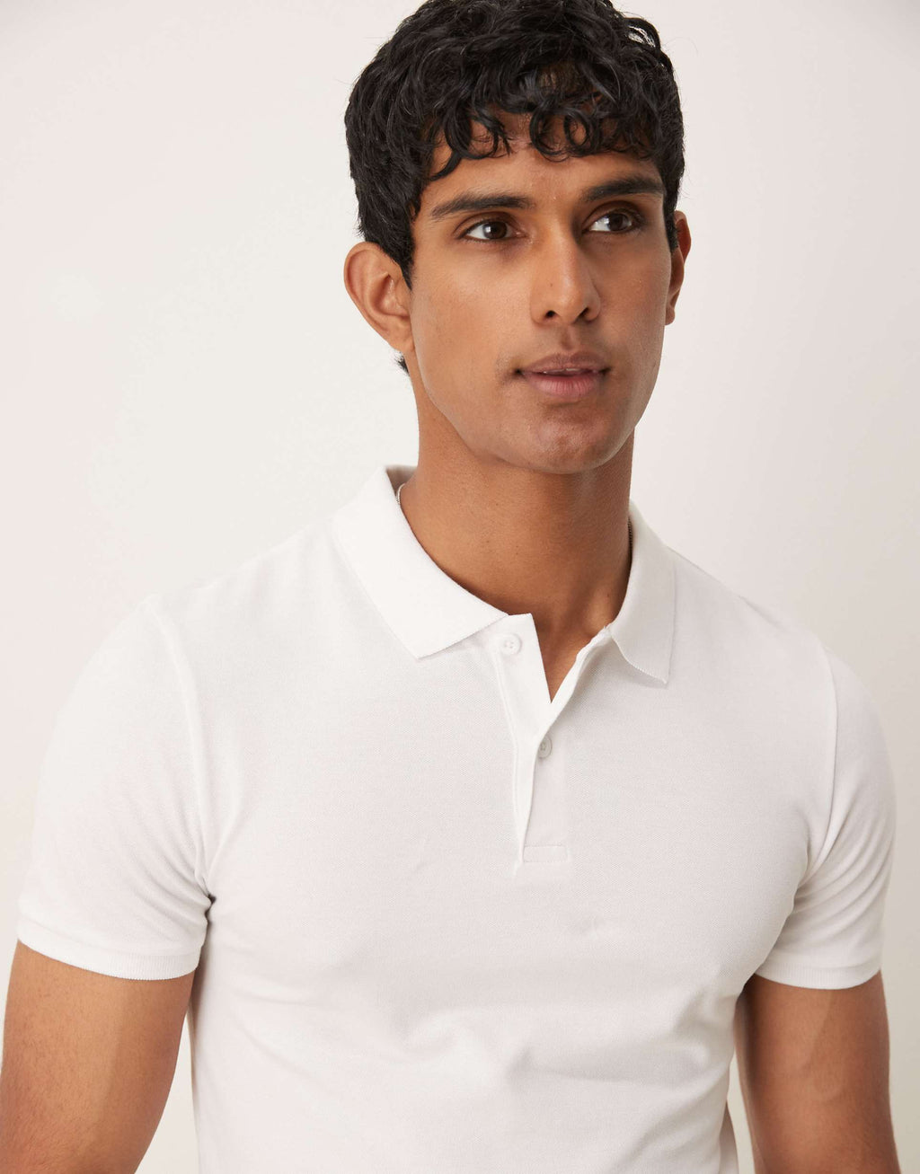 ASOS DESIGN essentials muscle fit polo in white pique
